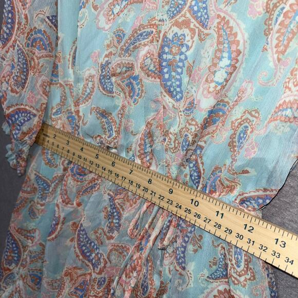 Sienna Sky Pastel Paisley Cinched Waist Ruffle Dress Small Soft Girl Feminine - Picture 8 of 8